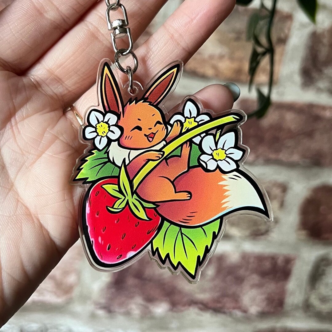 Eevee Strawberry Keyring 2.5 Double-sided Glossy Acrylic - Etsy UK