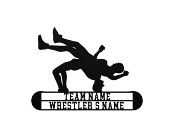 Nombre del equipo de cartel de metal de luchador - Dos líneas