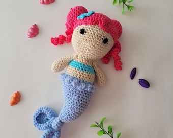 Patroon gehaakte zeemeerminpop: amigurumi leela (pdf-patroon)