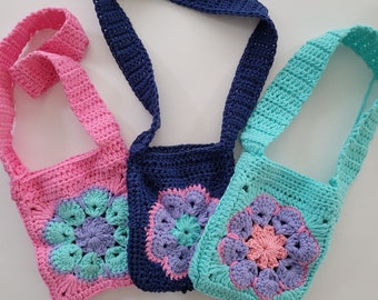 Crochet Crossbody Bag Pattern, Granny Square Crochet, Crochet purse pattern, Instant Download PDF.