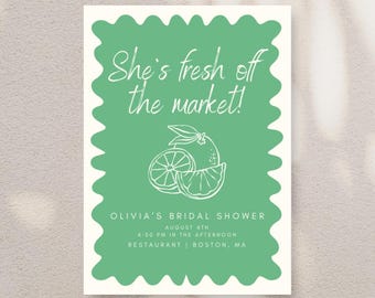 Farmer's Market Bridal Shower Invitation: Rustic Canva Template (Digital Download)