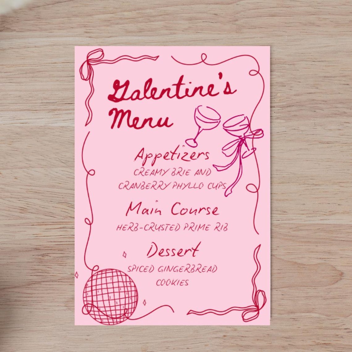Girls Night Menu | Galentine's Day Dinner Menu | Galentine's Day | Menu ...