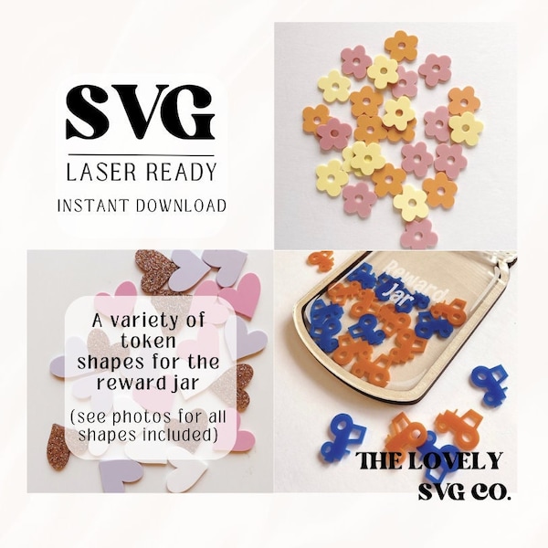 Reward Jar Tokens SVG | Token Shapes for Reward Jar | Kids Chore Chart File | Glowforge File | Laser Ready