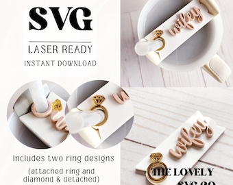 Stanley Topper SVG | Laser Ready | Wifey with Ring Name Plate SVG | Digital Download | H2.0 Topper | Glowforge