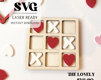 Alla hjärtans dag Tre-och-tack-tavla SVG | Alla hjärtans dag SVG | Glowforge-fil | Laserklar