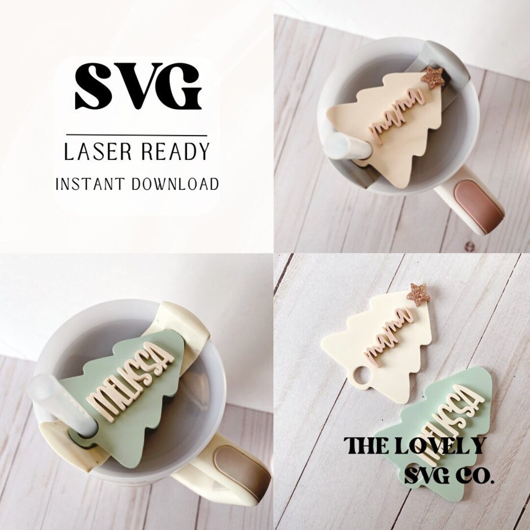 Stanley Topper SVG Laser Ready Christmas Tree Name Plate SVG Digital