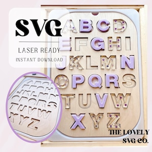 Alphabet Puzzle SVG für Trofast Sensory Bin| Laserfertige Datei für Resin Buchstaben-Puzzle-Einsatz|Montessori-inspirierte Aktivität | Digitaler Download