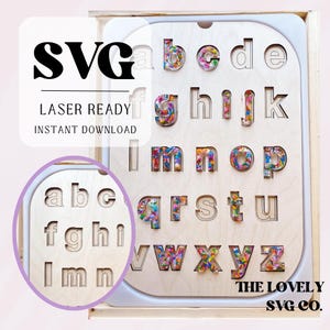 Alphabet Puzzle SVG für Trofast Sensory Bin| Laserfertige Datei für Resin Buchstaben-Puzzle-Einsatz|Montessori-inspirierte Aktivität | Digitaler Download