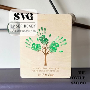 Signo SVG del Día del Padre / Listo para láser / Regalo del Día del Padre / Descarga digital / Signo de huella de mano / Glowforge