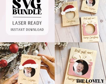 Julfotoram SVG-paket | Magnetfotoram | Laserklar | Julklapp | Digital nedladdning