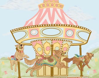 Golden Carousel Nursery Art