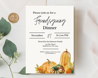 Friendsgiving Invitation, Dinner Invitation, EDITABLE, Instant Download, Invitation Template