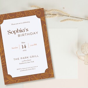 Floral Birthday Invitation, EDITABLE Birthday Invitation, Instant Download, Invitation Template, Blue Floral Birthday Party Invite