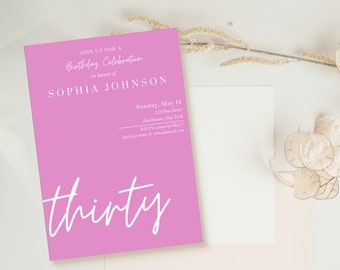 30th Birthday Party Invitation, Thirtieth Birthday Invite, EDITABLE, Instant Download, Invitation Template