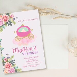 Princess Invitation, EDITABLE Girl&#39;s Birthday Invitation, Instant Download, Kid&#39;s Invitation Template, Princess Party Invitation