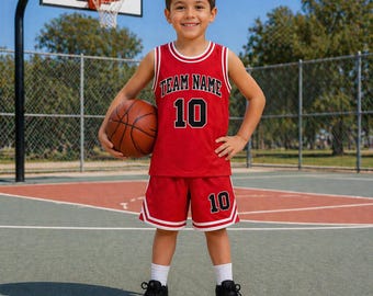 Personalized Kids Basketball Jersey Set | Custom Team Name & Number | Toddler Sports Outfit | Youth Basketball Uniform | Matching Team Gift