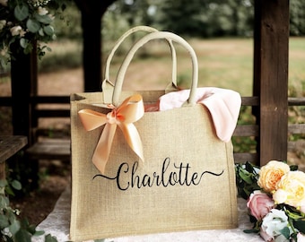 Sac-cadeau personnalisé,Sacs de demoiselle d'honneur,Cadeau sac de plage,Cadeaux de demoiselle d'honneur,Coffret cadeau bachelorette,Sac en jute,Cadeau de mariage,Sac de remerciement