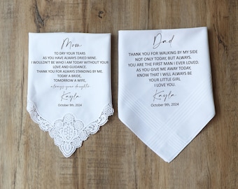 Personalized Wedding Handkerchief: Embroidered Gift for Parents