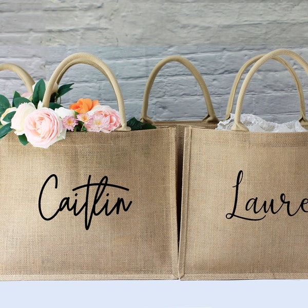 Custom Beach Bag, Personalized Burlap Bag, Monogram Tote Bag, Bridesmaid Jute Bags, Bridesmaid Gifts Bag, Girls Trip Tote,Bachelorette Gifts