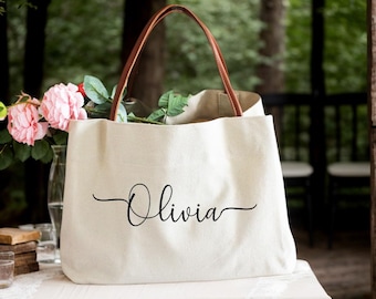 Personalized Bridesmaid Handbag,Custom Canvas Tote Bag,Bridesmaid Gift Bags,Bridal Party Bags,Travel Beach Bags,Bachelorette Party Favor Bag