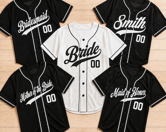 Bride Baseball Jersey Custom Name Number, Bridal Party Shirts, Personalized Wedding Jersey, Bridesmaid Gift, Bachelorette Party Outfit