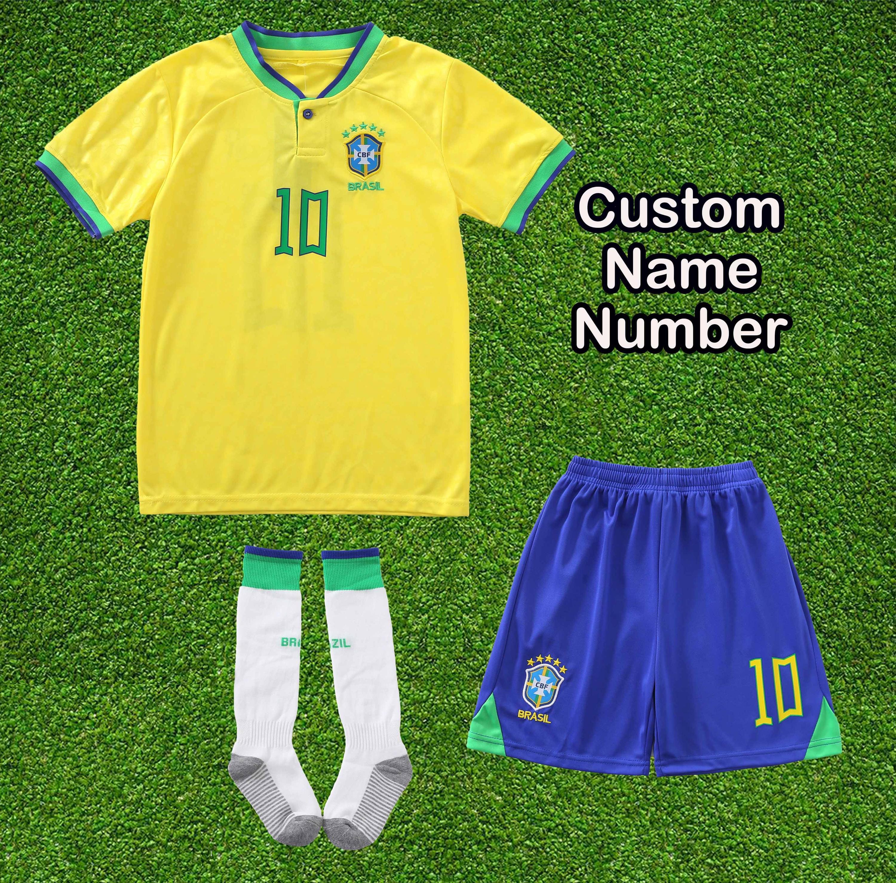 ウェア Brazil National Soccer Jersey Neymar NWT Brazil Neymar #10 Kids Soccer Jersey Set: Yellow Home Kit - Etsy