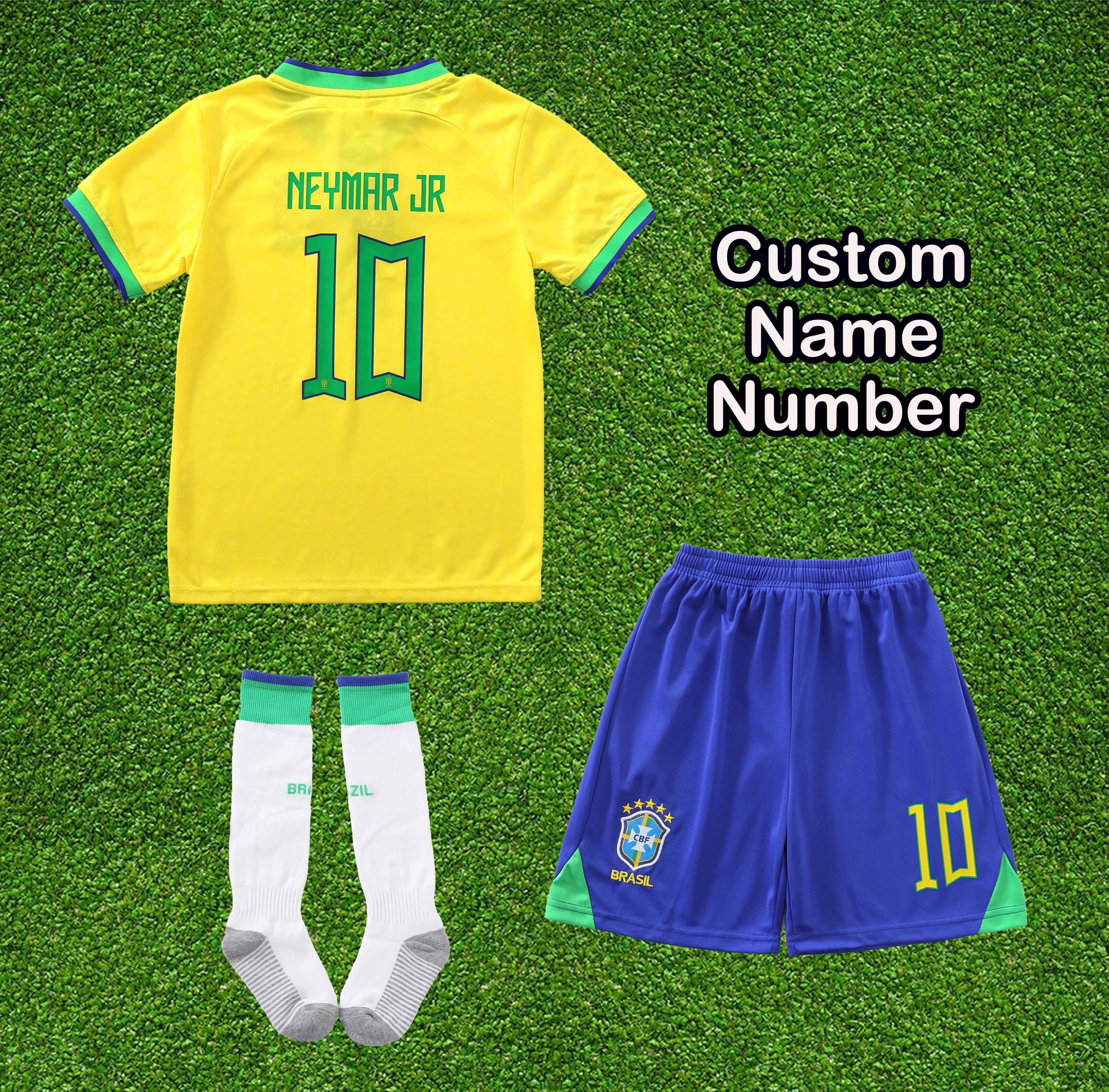 Brazil Neymar #10 Kids Soccer Jersey Set: Yellow Home Kit - Etsy