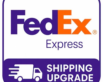 May include: A square graphic with rounded corners featuring the purple and orange FedEx Express logo at the top. Below, a purple rectangular section contains a white icon of a moving truck on the left and the text SHIPPING UPGRADE on the right.