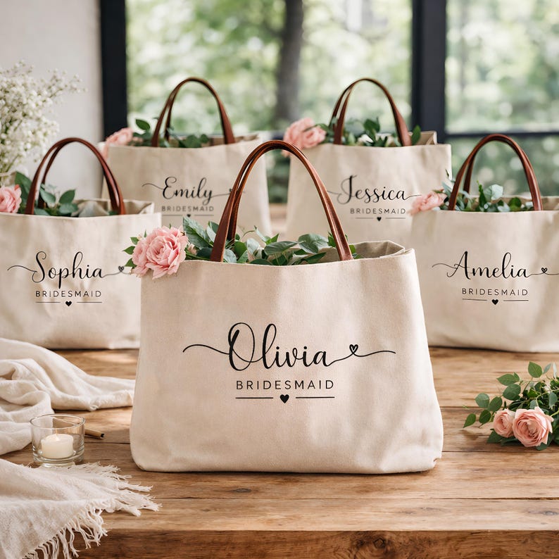 Bridesmaid Tote Bags,personalized Bridesmaid Bags,personalized Bridal ...