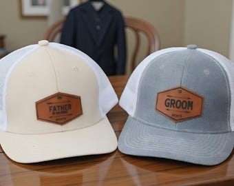 Groom Hat, Custom Leather Patch, Wedding Hats, Custom Best Man Hat, Personalized Hats, Wedding Announcement, Wedding Favor