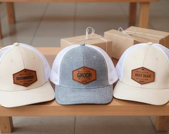 Groom Hat,Custom Leather Patch,Wedding Hats,Custom Best Man Hat,Personalized Hats,Personalized Man Hat ,Wedding Favor,Custom Groomsman Hat