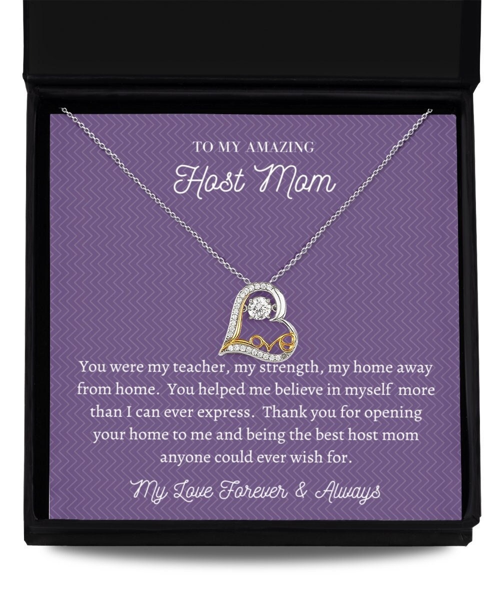 To My Host Mom, Message Card Necklace for Mom, Host, Host Mom Gift