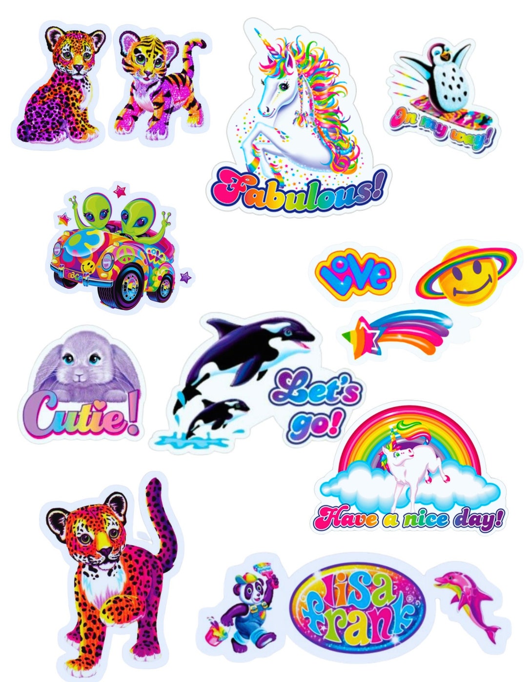 Inspired Lisa Frank Sticker Pack! Cute & Adorable Inspired Stickers! P –  Cloud Nine Designs LLC