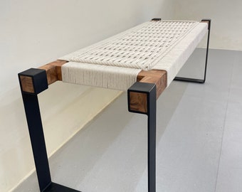 Modern Entryway Bench • Woven Bench • End Bench • Metal Bench • Charpoy Bench, Hand Made Woven Bench