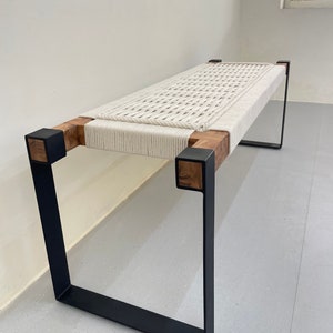 Modern Entryway Bench • Woven Bench • End Bench • Metal Bench • Charpoy Bench, Hand Made Woven Bench