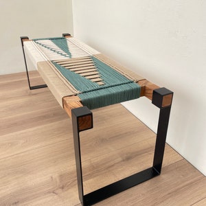 Hand Woven Bench • Mid Century Woven Bench • Modern Entryway Bench • End Bench • Metal Bench • Charpoy Bench, Hand Woven Bench