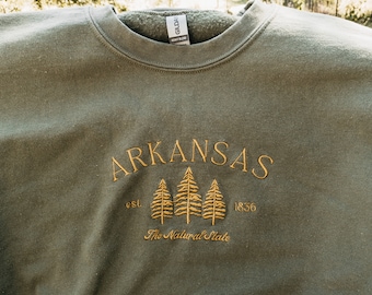 Felpa Arkansas ricamata, Felpa Arkansas The Natural State, Felpa Arkansas Pine Tree, Regalo Felpa Arkansas, Regalo AR