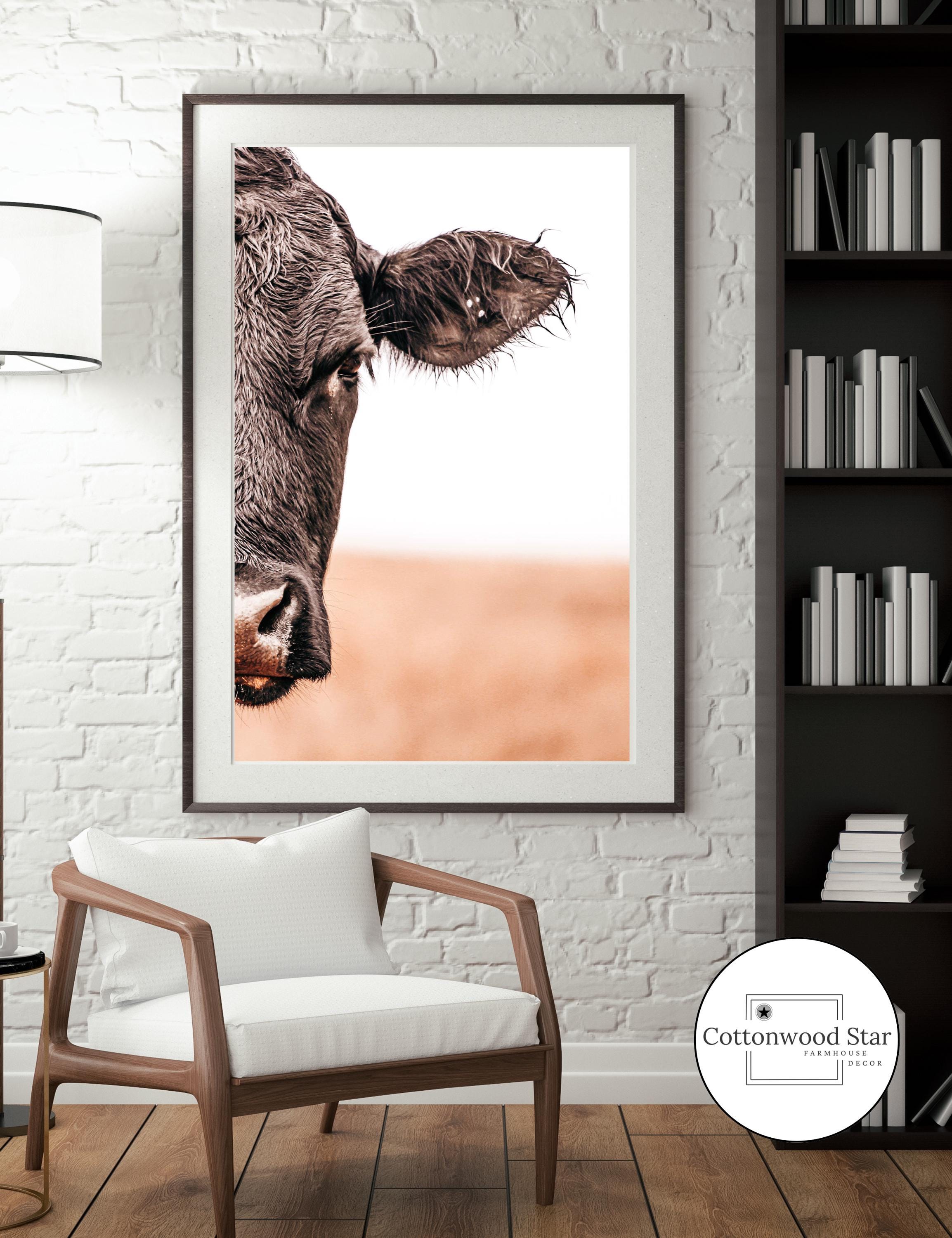 Cow Stair Portrait Print, Black Angus Wall Art, Farmhouse Wall Decor ...
