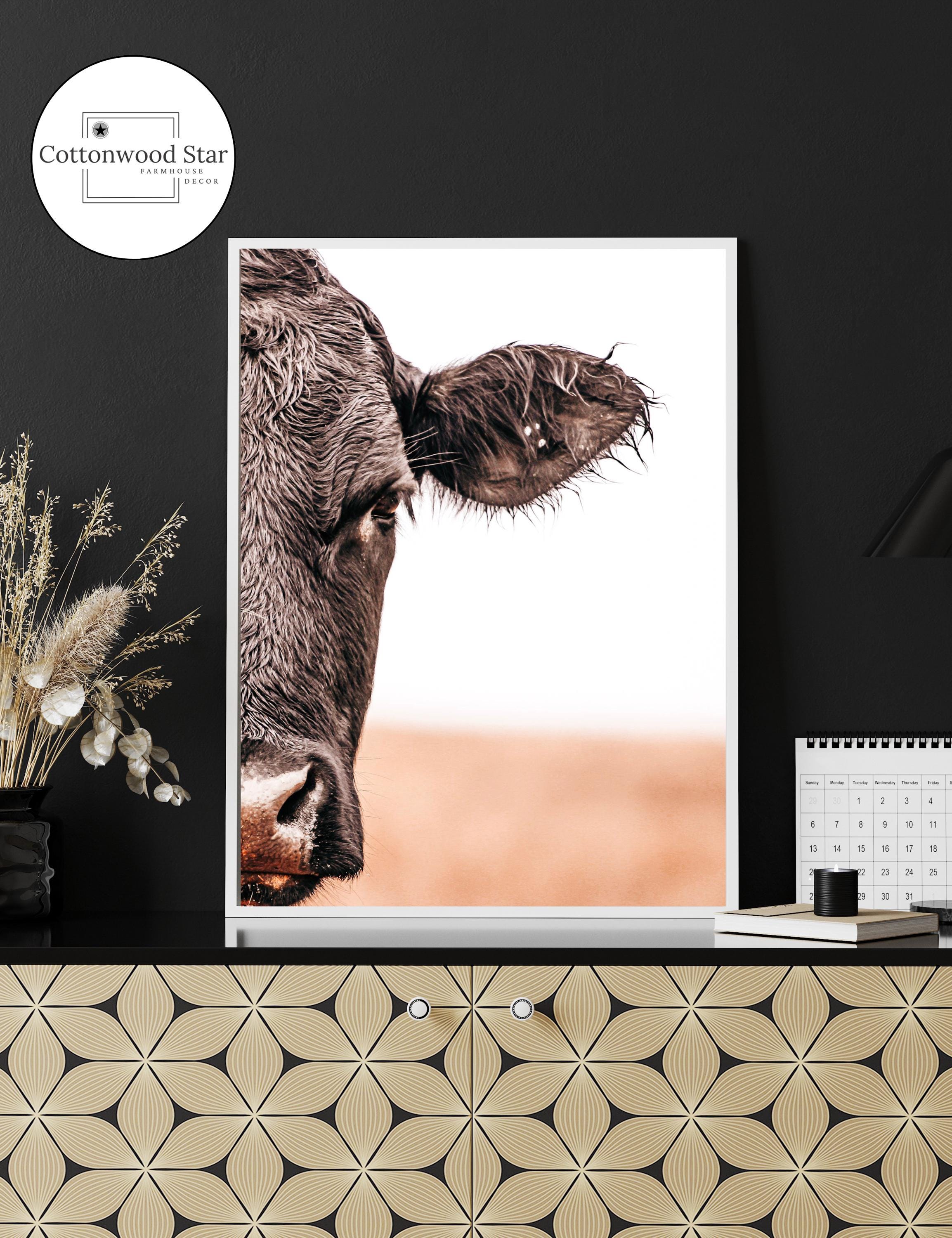 Cow Stair Portrait Print, Black Angus Wall Art, Farmhouse Wall Decor ...