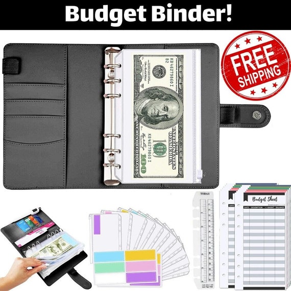 A6 Budget Binder, Soft PU Leather Notebook Binder Budget Planner