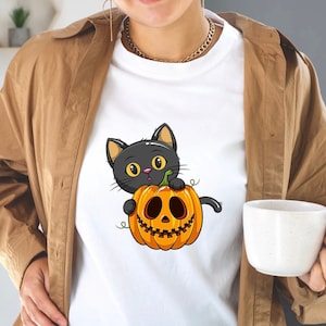 Halloween Cat Shirt, Cat Halloween Shirt, Cute Cats Halloween Shirt, Ghost Black Cat Shirt, Spooky Season Ghost Cats Shirt ,Cat Lover Shirt