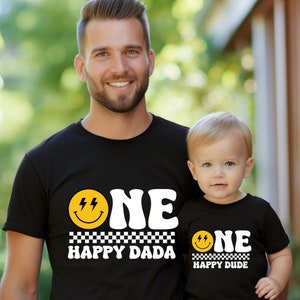 1st Birthday Shirt, One Happy Dude Birthday Shirt,Matching Family Birthday Shirts,Happy Face Birthday Shirt, Birthday Gift,Happy Dude Outfit