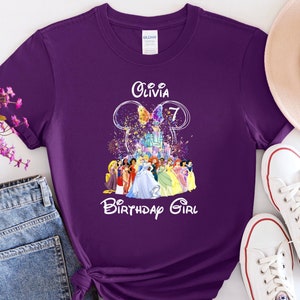 Chemise anniversaire princesse personnalisée, chemise anniversaire princesse Disney, t-shirt fille Bday, chemise anniversaire famille, chemise princesse personnalisée, t-shirt anniversaire enfants