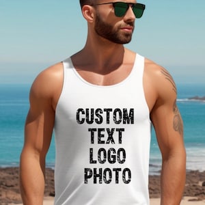 Custom Text Unisex Tank Top, Unisex Jersey Tank, Personalized Tank Top, Custom Design, Custom Sport Team Tank Top, Front Back Print