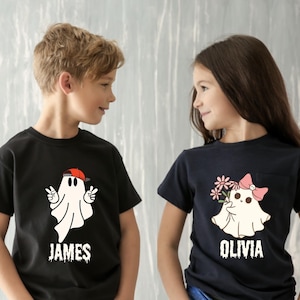 Custom Ghost Halloween Shirts ,Cute Kids Ghost Shirt,Personalized Ghost Shirt,Spooky Shirt,Halloween Kids Gift,Kids Name Shirt,Kids Fall Tee