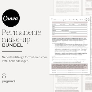 Bundle editable Dutch client history intake form, microblading beautician, permanent make-up pmu artist