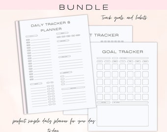 Daily Planner Bundle, Goal & Habit Tracker, Undated PDF (Printable)