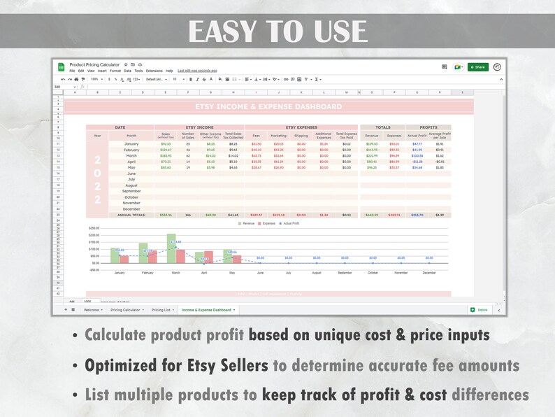 Product Pricing Calculator Google Sheets Template Etsy Etsy