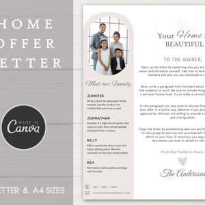 Carta de oferta de vivienda natural / Plantilla de Canva / Carta de amor por la vivienda para el vendedor / Carta de compra de vivienda totalmente editable / Nota del agente inmobiliario con foto