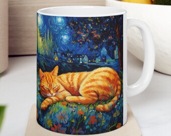 Ceramic Mug 11oz, Coffee Mug, 11oz Mug, Orange Tabby Cat, Cat Mug, Dog Lover Gifts, Cat Gifts, Mugs, Cute Mugs, Mom Mugs